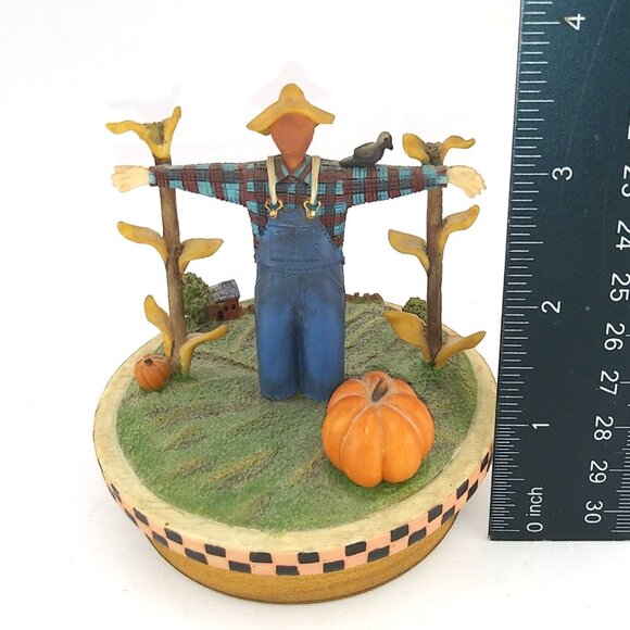 Warren Kimble Yankee Candle Topper Scarecrow Pumpkins Resin Country Classics - Picture 3 of 8